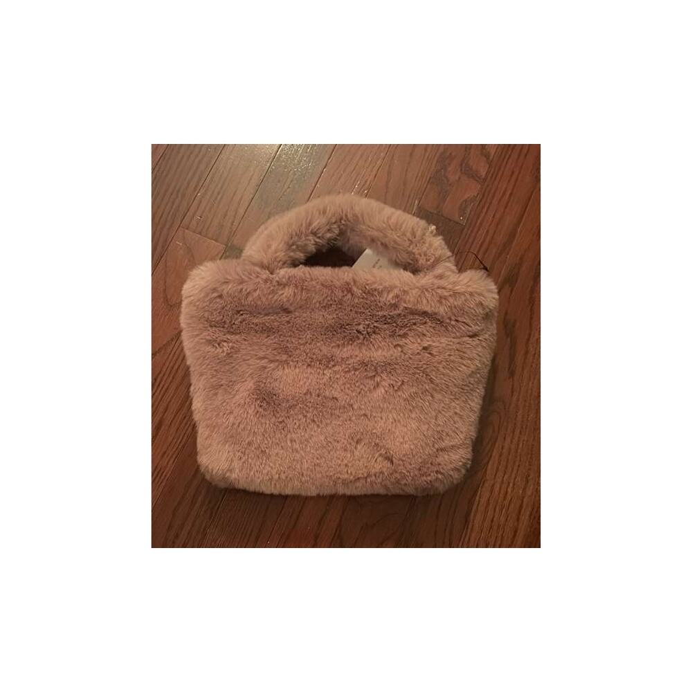 Expressions NYC Mauve Pink Faux Fur Top Handle Mini Bag NWT - Picture 2 of 5